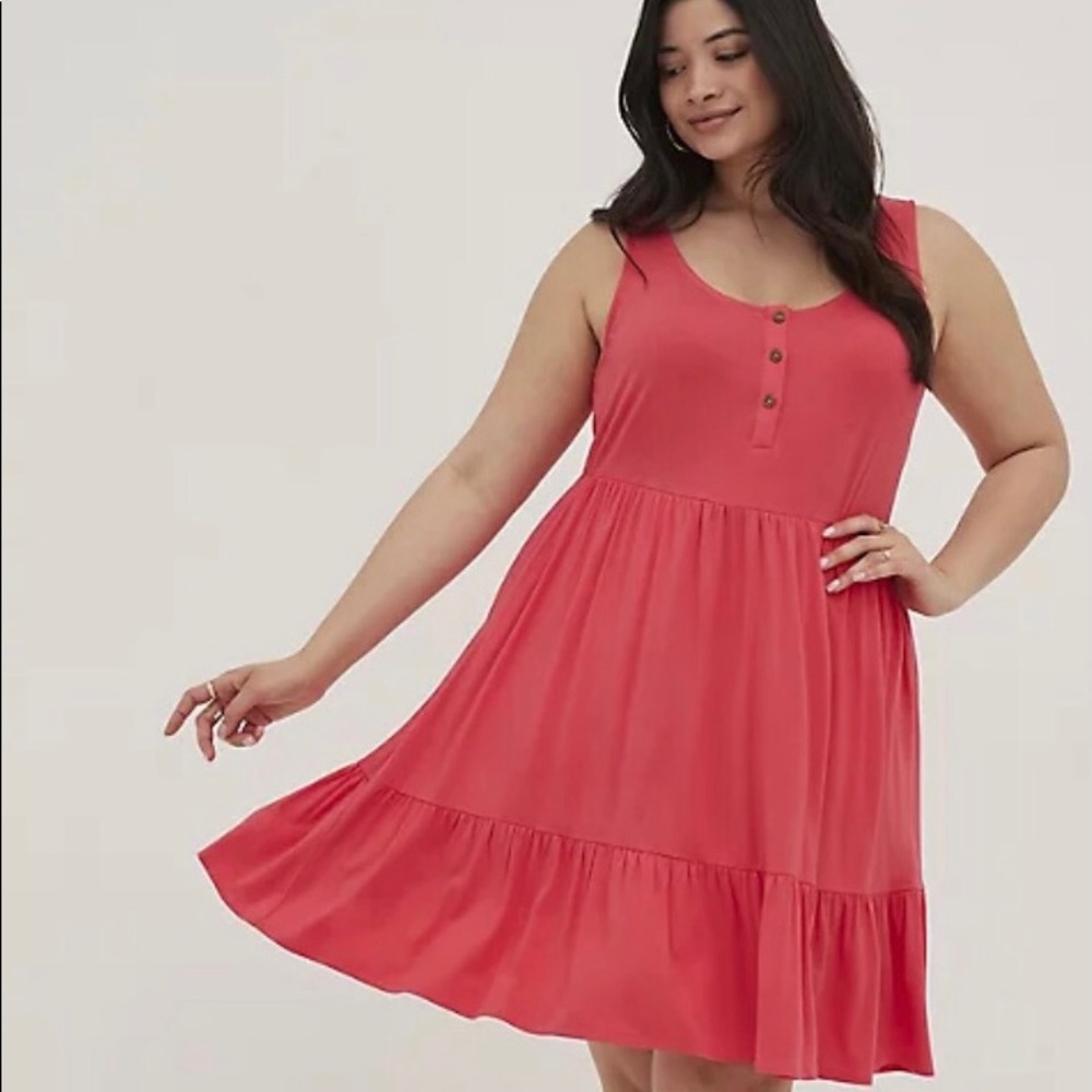 Torrid Mini Super Soft Tiered Skater Dress Paradise Pink Size 0 (12)